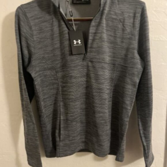 Under Armour Men's Black Stripe Storm Sweater Fleece Golf 1/4 zip Small, Grey - Picture 3 of 7